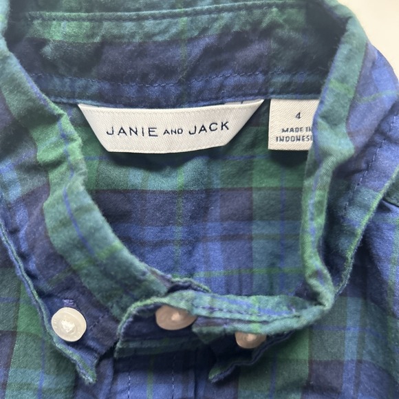 Lot of 3 Janie & Jack Boys' Button Down Shirts 4 5 Denim Plaid Long Sleeves - Picture 3 of 9